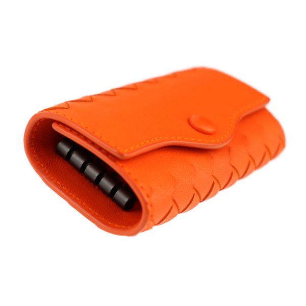 2409063001048 3 Bottega Veneta Intrecciato Leather Key Case Orange