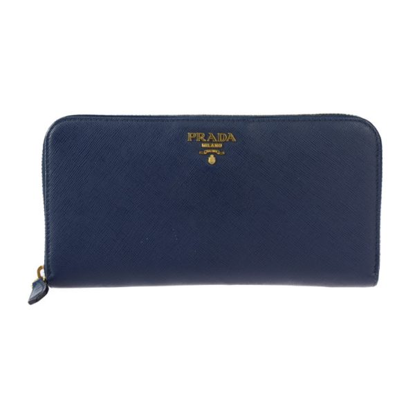 2410061001013 1 Prada Saffiano Leather Wallet Blue