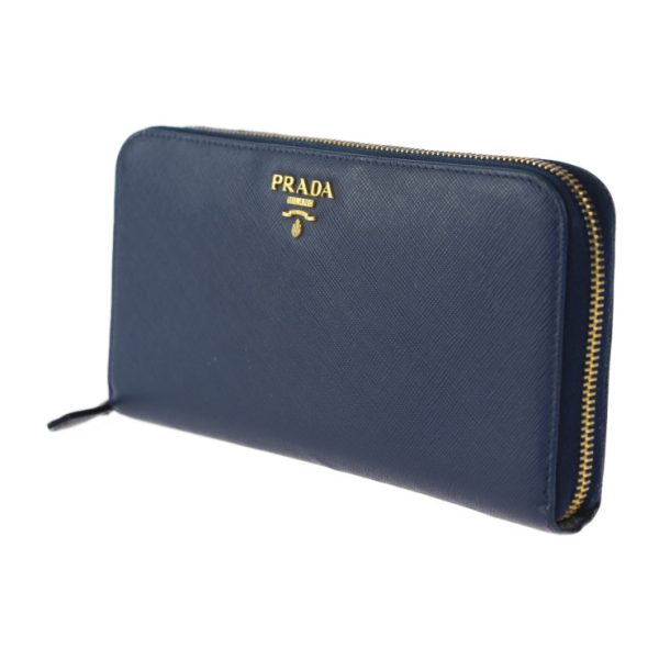 2410061001013 2 Prada Saffiano Leather Wallet Blue