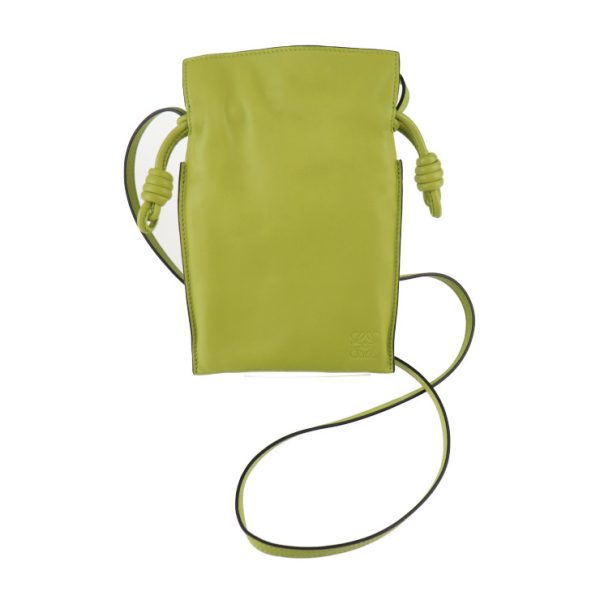 2411013010014 1 Loewe Flamenco Pocket Shoulder Bag Nappa Leather Lime Yellow