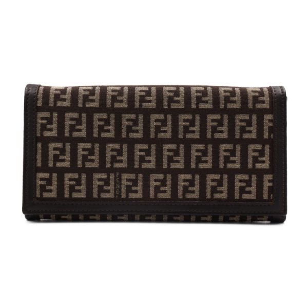 2413023001070 1 Fendi Zucchino Long Wallet Canvas Leather Brown