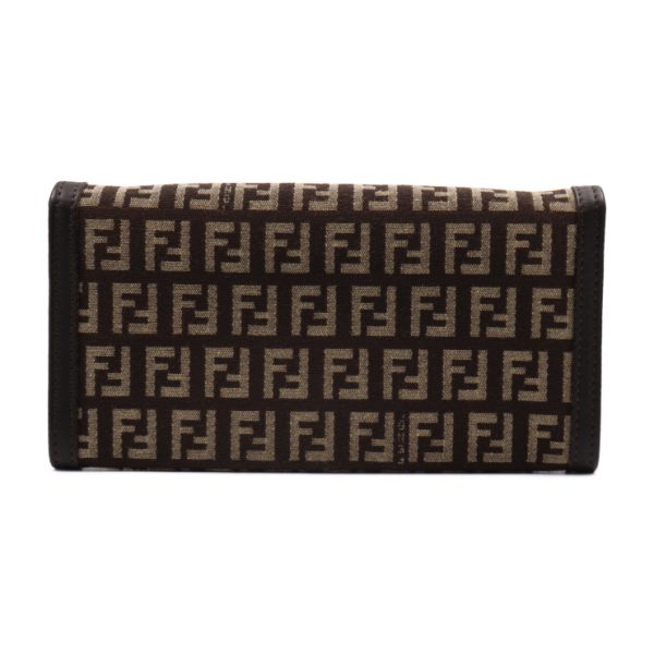 2413023001070 3 Fendi Zucchino Long Wallet Canvas Leather Brown