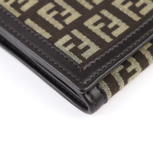 2413023001070 5 Fendi Zucchino Long Wallet Canvas Leather Brown