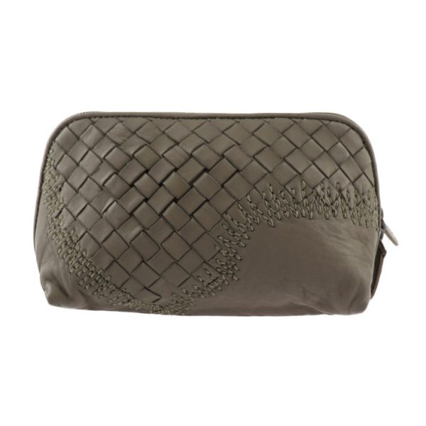 2413033001061 3 Bottega Veneta Intrecciato Leather Cosmetic Pouch Greige