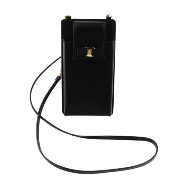 2414033007091 2 Salvatore Ferragamo Vara Leather Phone Case Black