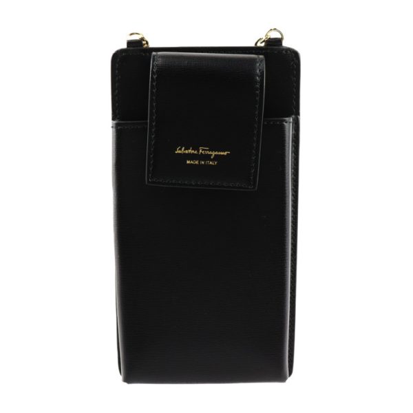 2414033007091 4 Salvatore Ferragamo Vara Leather Phone Case Black