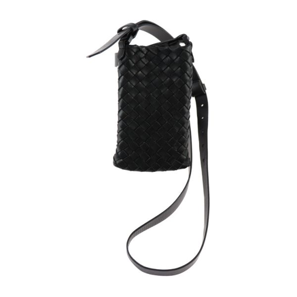 2414033007094 1 Bottega Veneta Intrecciato Leather Phone Pouch Black