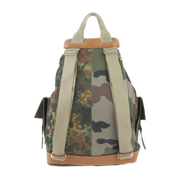 2415043007079 3 Loewe Convertible Backpack Canvas Leather Green Multicolor Brown