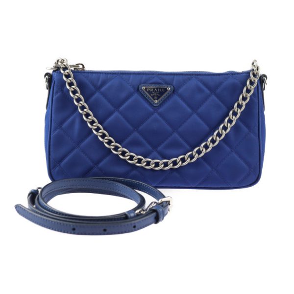 2418013007063 1 Prada Nylon Leather Shoulder Bag Blue