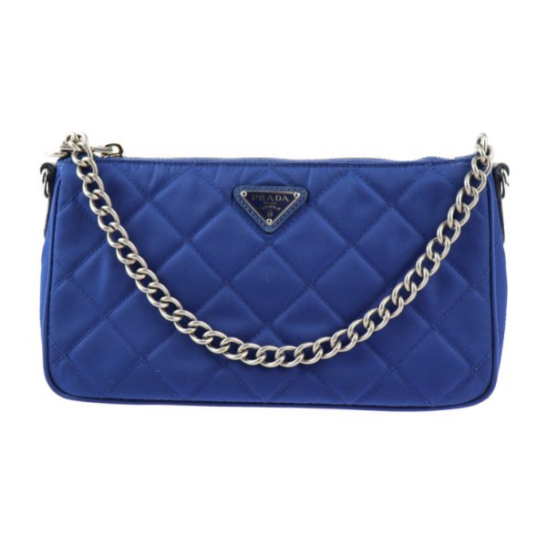 2418013007063 2 Prada Nylon Leather Shoulder Bag Blue