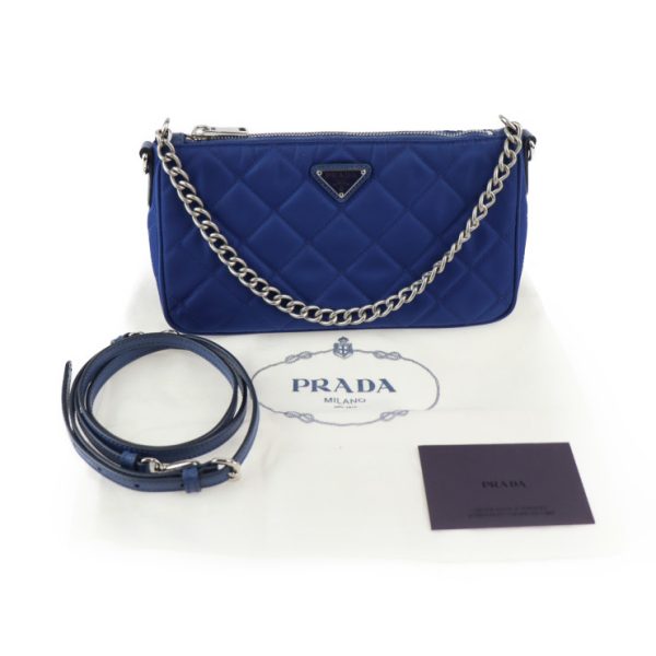 2418013007063 9 Prada Nylon Leather Shoulder Bag Blue