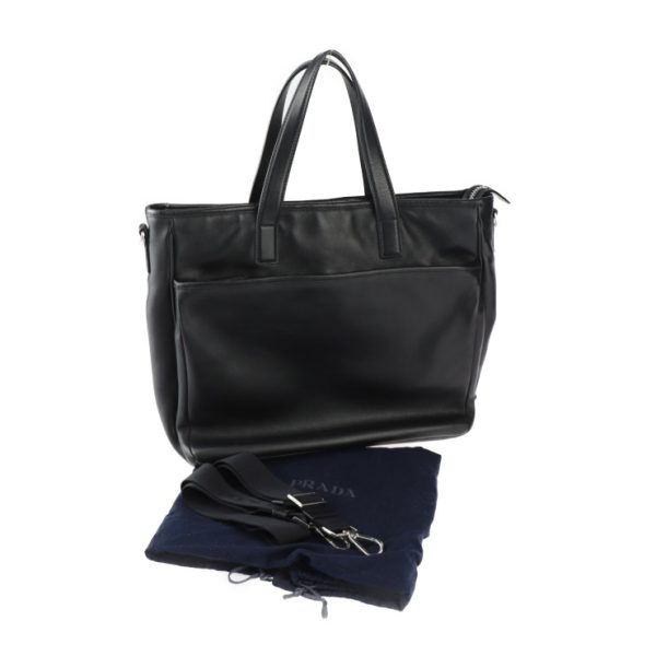 2418043007091 10 Prada Leather 2WAY Bag Black Shoulder