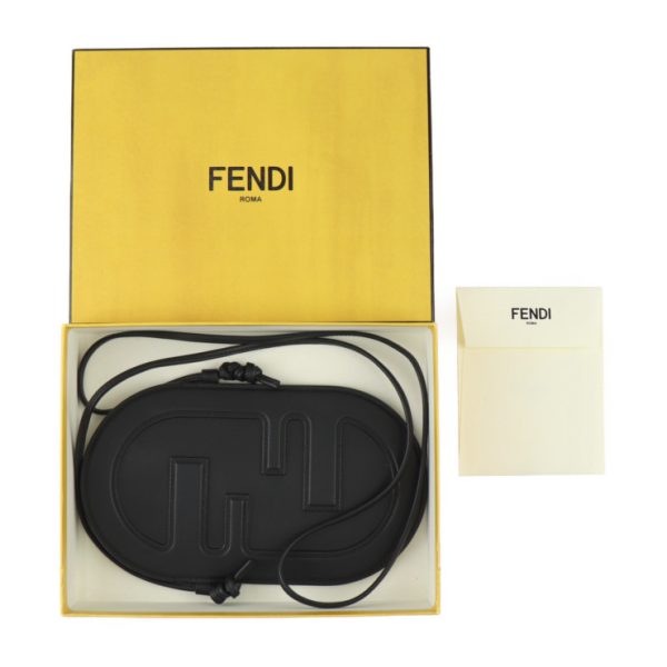 2421013008082 9 Fendi Phone Holder Shoulder Bag Calf Leather Black