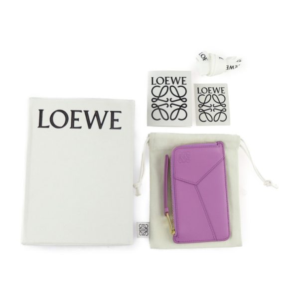 2424033008150 10 Loewe Puzzle Coin Card Holder Classic Calf Leather Rock Rose