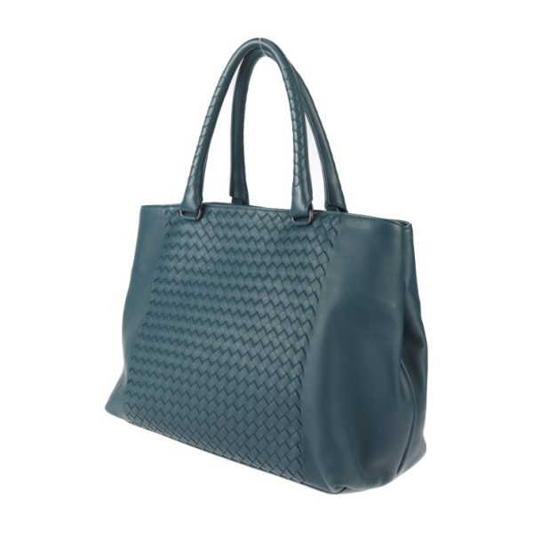 2427063010142 2 Bottega Veneta Intrecciato Lamb Leather Tote Bag Blue