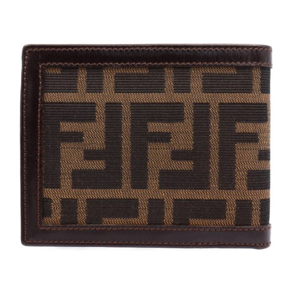 2431013001141 3 Fendi Zucca Bifold Wallet Canvas Leather Brown