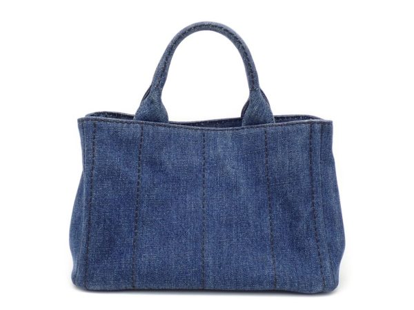 24320tjno14 02 Prada Denim AVIO Canapa Mini 2 Way Tote Bag Blue