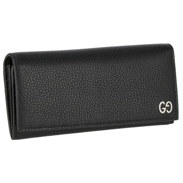 2500000057212 GUCCI Long Wallet Durian Metal GG Flap Wallet Black