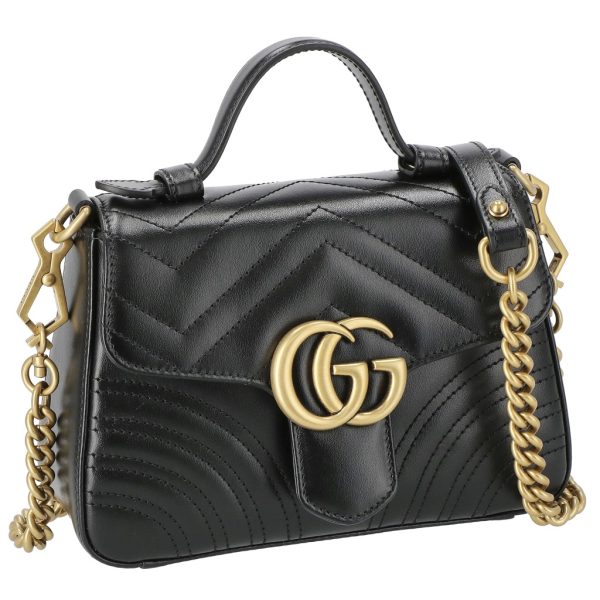 2500000057281 GUCCI Shoulder Bag GG Marmont Leather Black