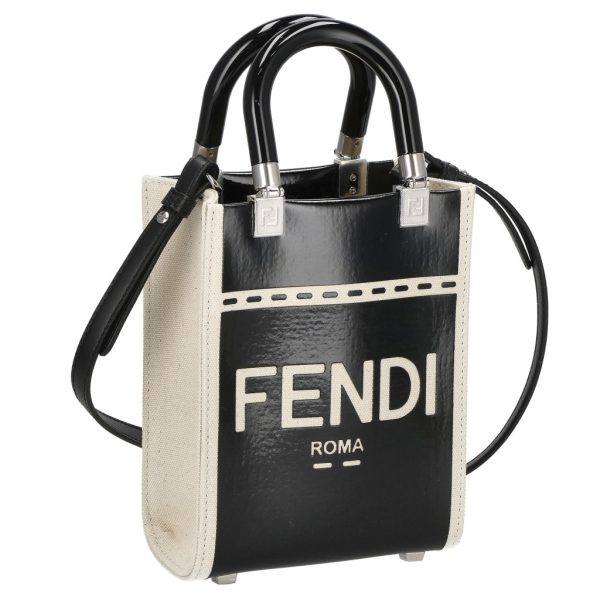 2500000155758 FENDI Shoulder Bag Sunshine Leather Black