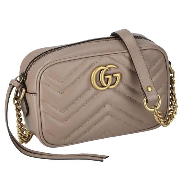 2500000156632 GUCCI Shoulder Bag GG Marmont Leather Beige