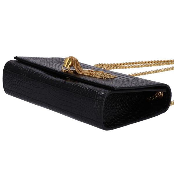 25778 4 Saint Laurent Cassandra Chain Shoulder Bag Black