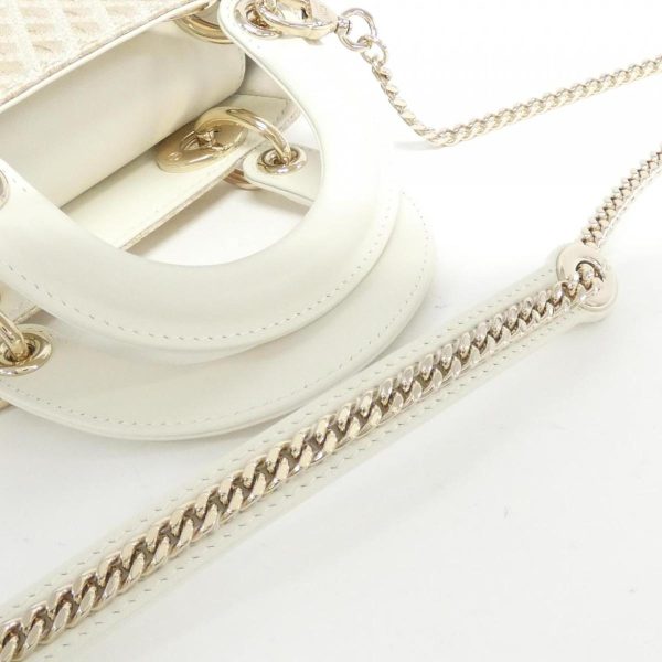 2600064226170 6 b Christian Dior Dior Or Lady Dior Mini Leather Gold White