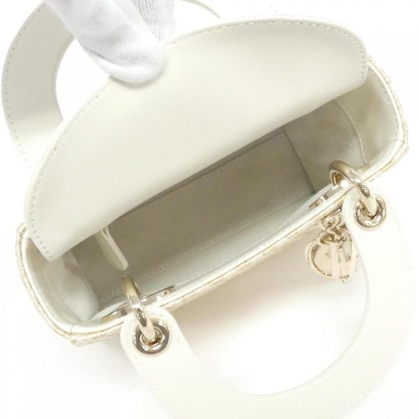 2600064226170 7 b Christian Dior Dior Or Lady Dior Mini Leather Gold White