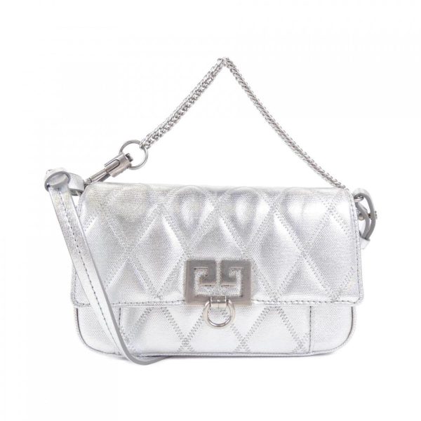 2600068996642 1 b Givenchy Pocket Mini Pouch Bag Leather Silver