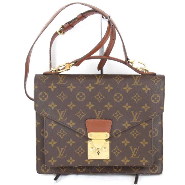 2605240408874t 1 Louis Vuitton Monceau Monogram Canvas Shoulder Bag Brown