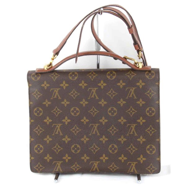 2605240408874t 2 Louis Vuitton Monceau Monogram Canvas Shoulder Bag Brown