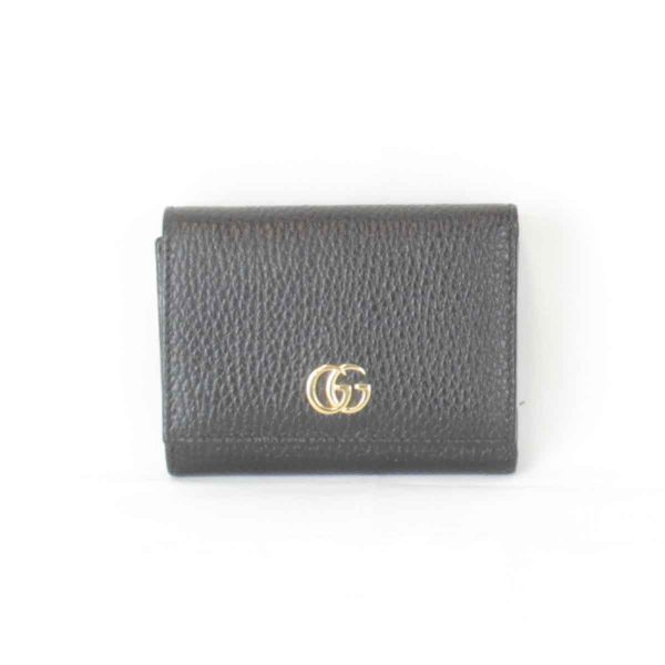 2605240609445t 1 Gucci GG Marmont Leather Tri fold Wallet Black