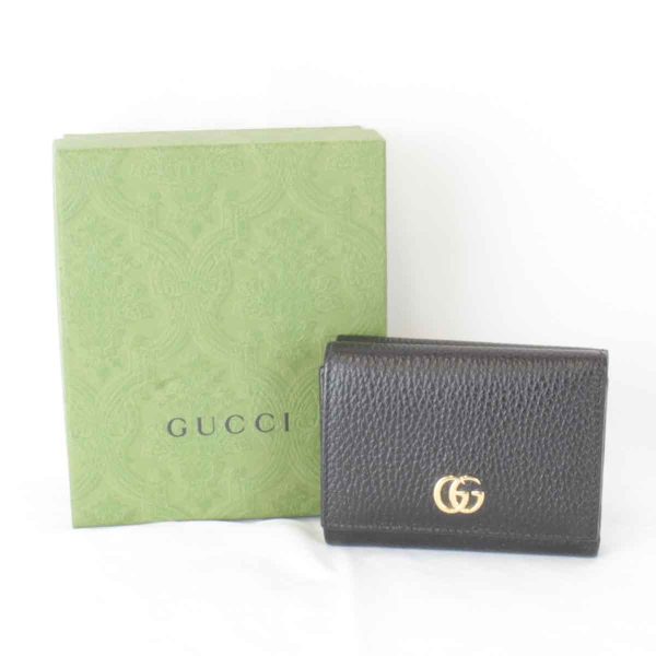 2605240609445t 10 Gucci GG Marmont Leather Tri fold Wallet Black