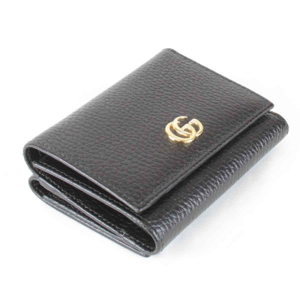 2605240609445t 3 Gucci GG Marmont Leather Tri fold Wallet Black