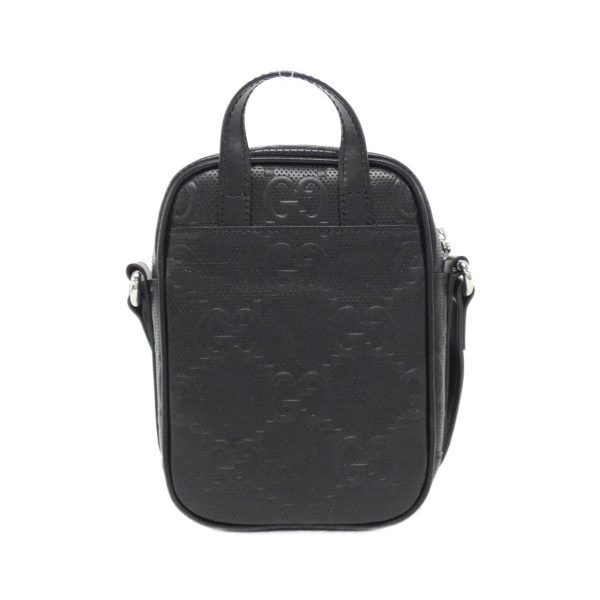 2700038951180 2 b Gucci Shoulder Bag GG Embossed Leather Black