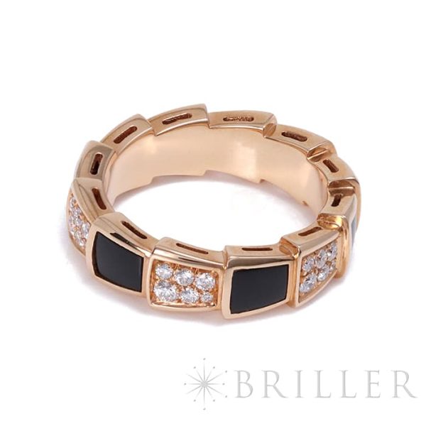 2717016840602 3 BVLGARI Serpenti Viper Ring Pink Gold Diamond Onyx