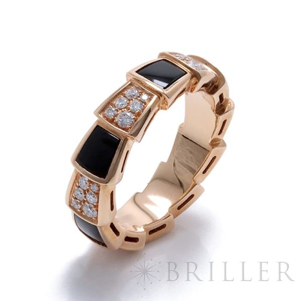 2717016840602 4 BVLGARI Serpenti Viper Ring Pink Gold Diamond Onyx