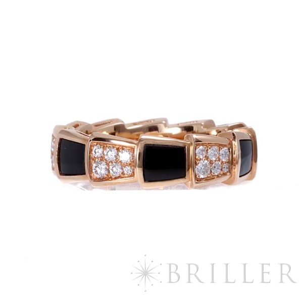 2717016840602 6 BVLGARI Serpenti Viper Ring Pink Gold Diamond Onyx