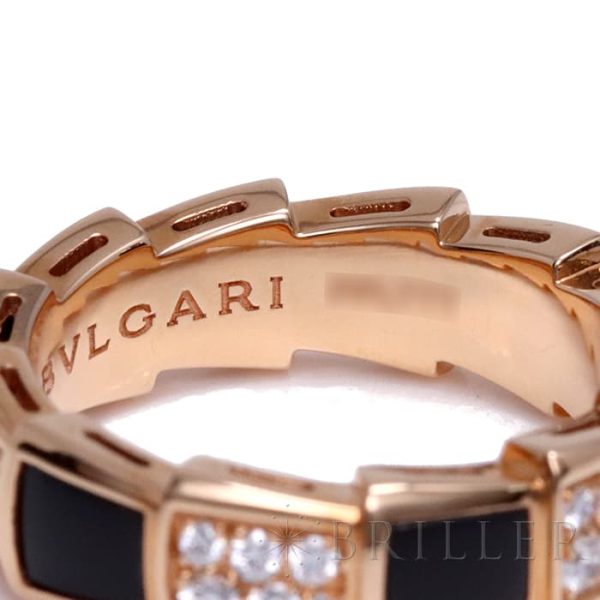 2717016840602 9 BVLGARI Serpenti Viper Ring Pink Gold Diamond Onyx