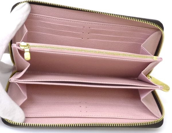 27344 3 Louis Vuitton Long Wallet Zippy Wallet Monogram Rose Ballerine Round Zipper