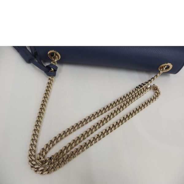 28332 3 Gucci Bamboo Chain Small Leather Shoulder Bag Navy