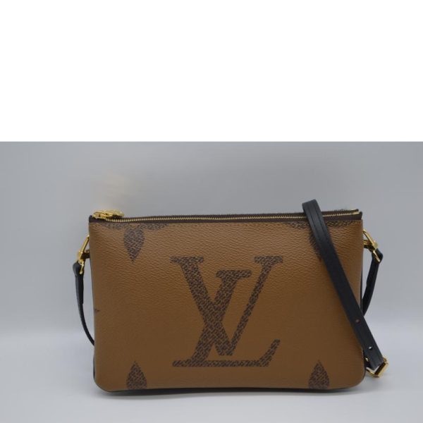 28585 2 Louis Vuitton Pochette Double Zip Monogram Reverse Brown