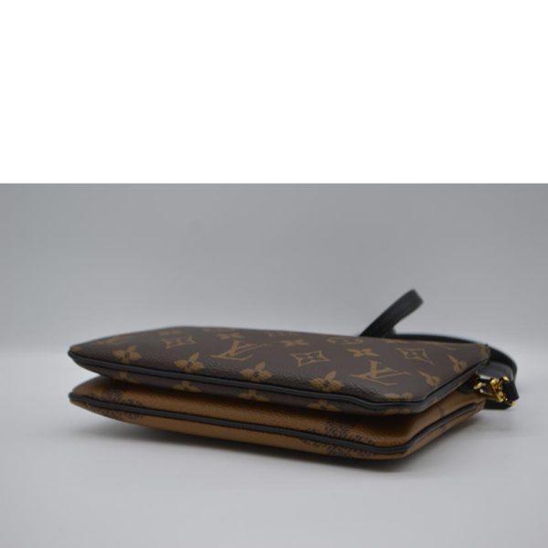 28585 3 Louis Vuitton Pochette Double Zip Monogram Reverse Brown