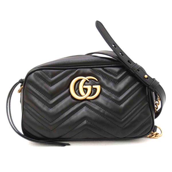 28785 1 Gucci GG Marmont Quilted Shoulder Black