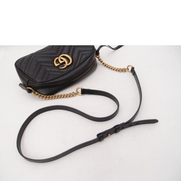 28785 5 Gucci GG Marmont Quilted Shoulder Black