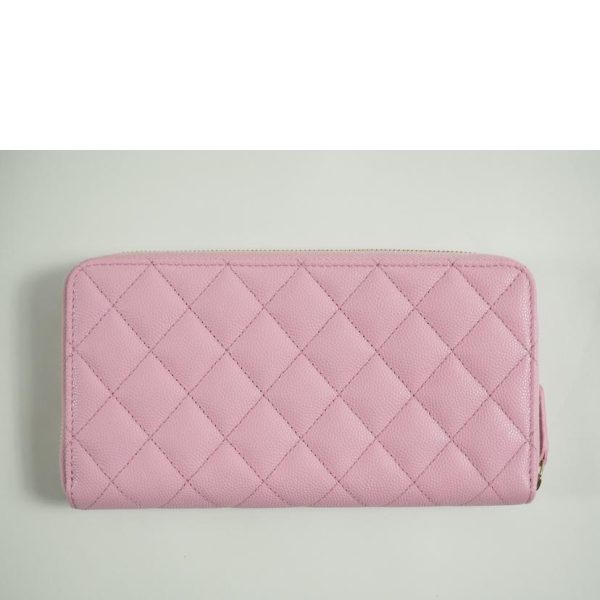 29511 2 Chanel Matelasse Caviar Skin Long Wallet Pink