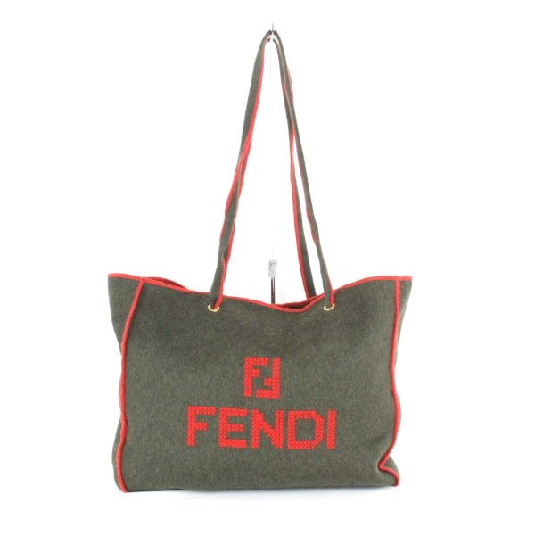 2975231006315t 1 Fendi Felt Tote Bag Khaki