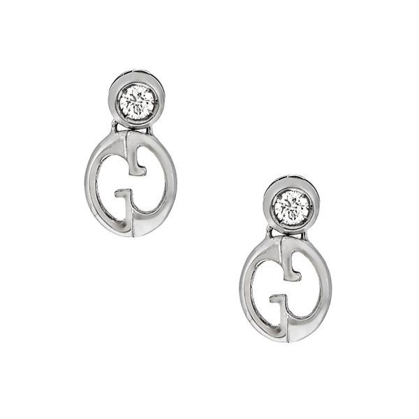 298283 j8540 9066 01 Gucci Logo Stud Earrings White Gold