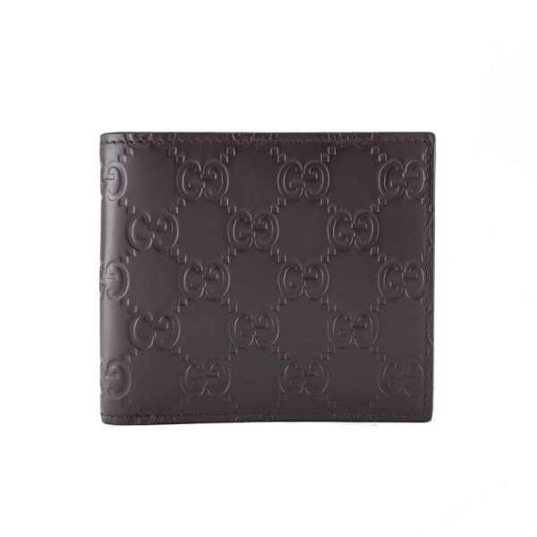 2h001558 01 Gucci Avel Pattern Guccisima Leather Wallet Bifold Dark Brown