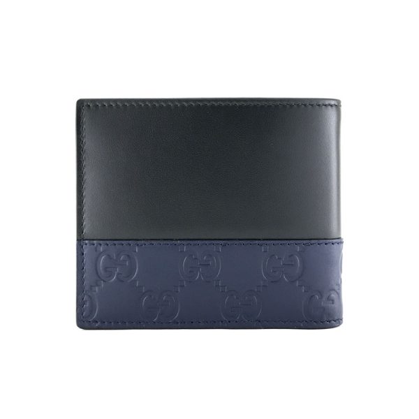 2h001681 02 Gucci Guccisima GG Pattern Leather Wallet Bifold No Coin Purse Black Dark Blue